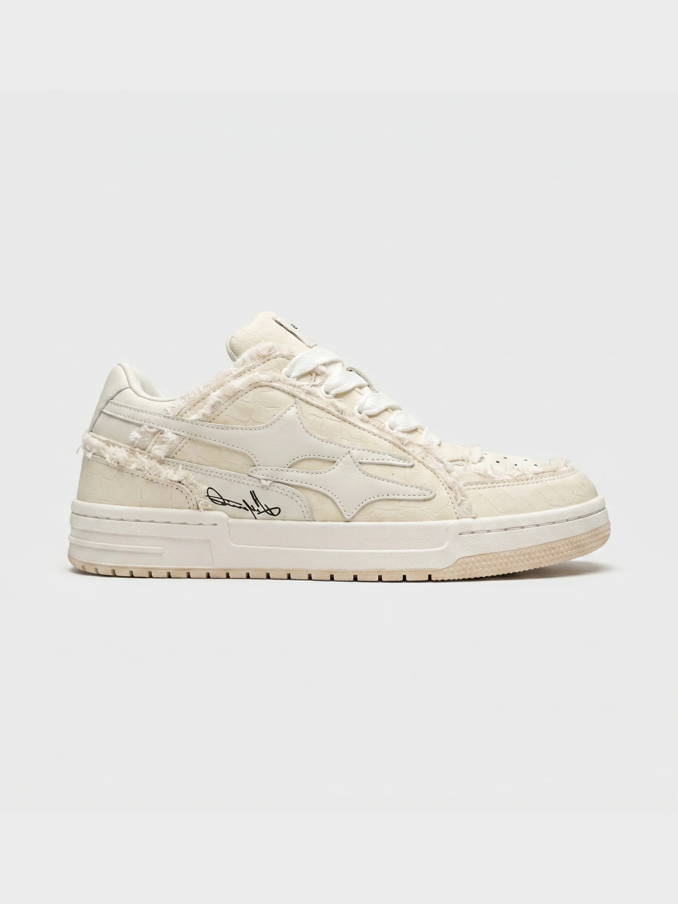 DCRB Ivory Croc Low Sneakers