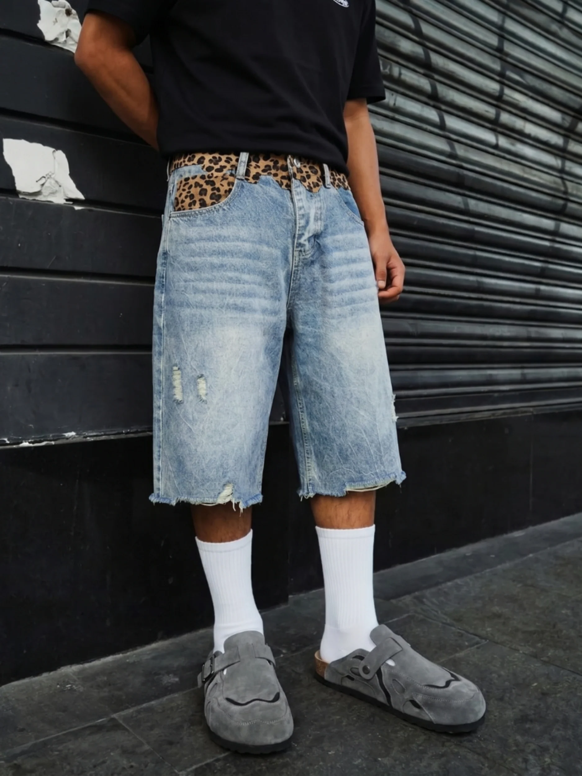 DCRB Ripped Leopard Denim Jorts - Image 2