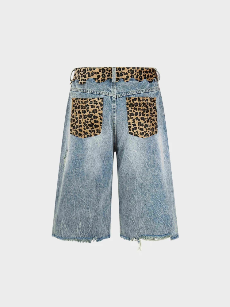DCRB Ripped Leopard Denim Jorts - Image 4
