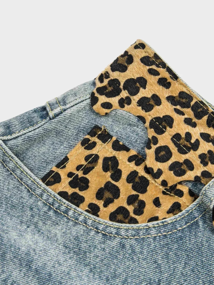 DCRB Ripped Leopard Denim Jorts - Image 9