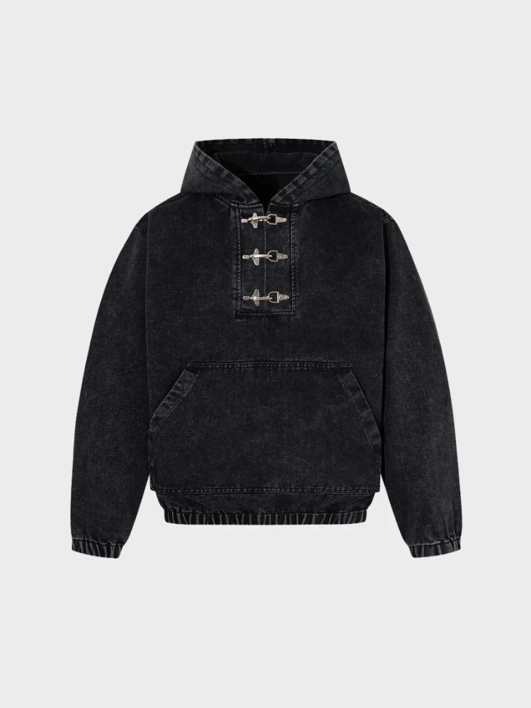 DCRB Toggle Front Washed Denim Hoodie