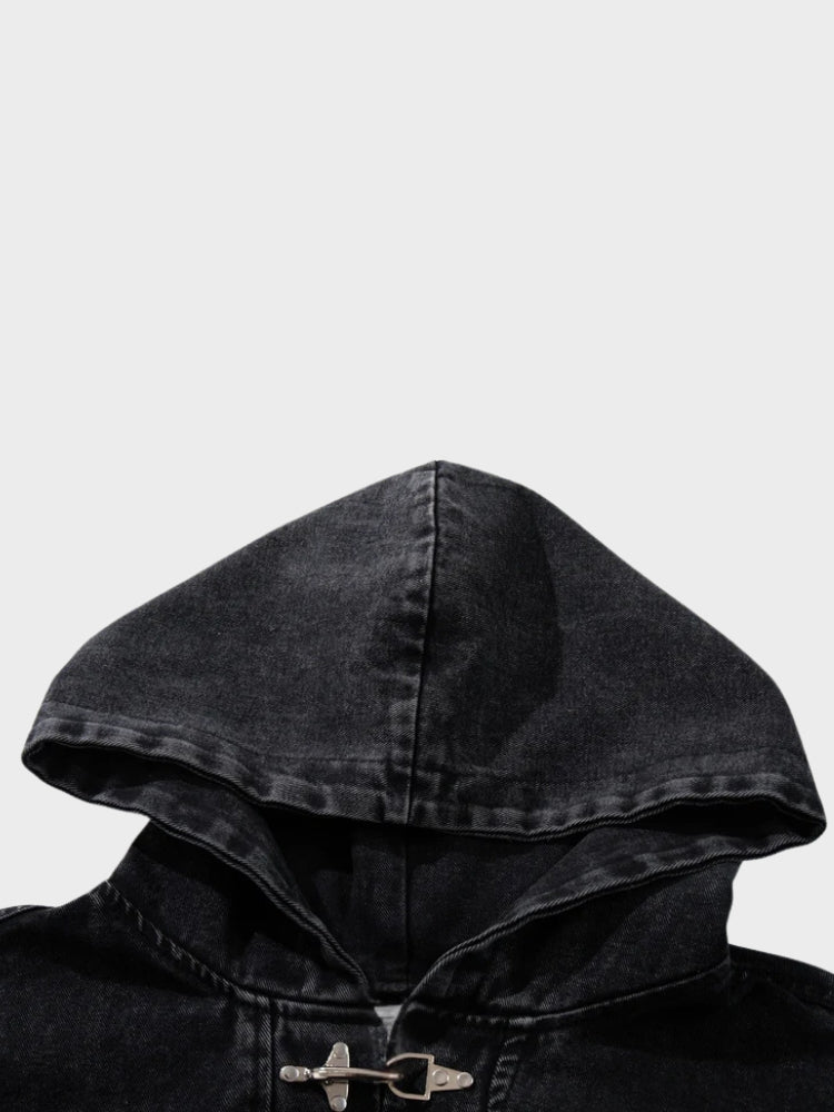 DCRB Toggle Front Washed Denim Hoodie - Image 6